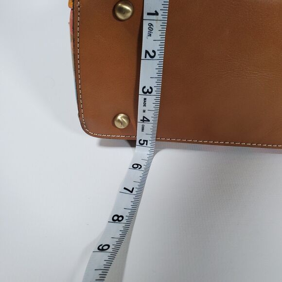 Patricia Nash Purse Watercolor Brown Leather Floral Bamboo Handle Crossbody - Picture 11 of 11